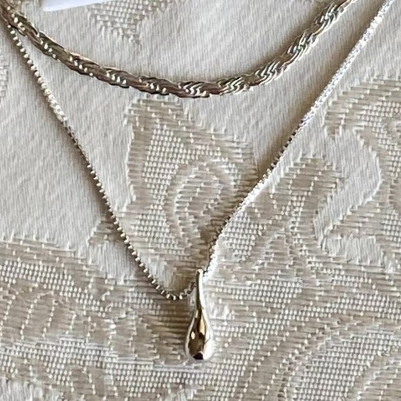 FAC Silver Tone Rhodium Plated Layered Pendant Necklace - Picture 4 of 6